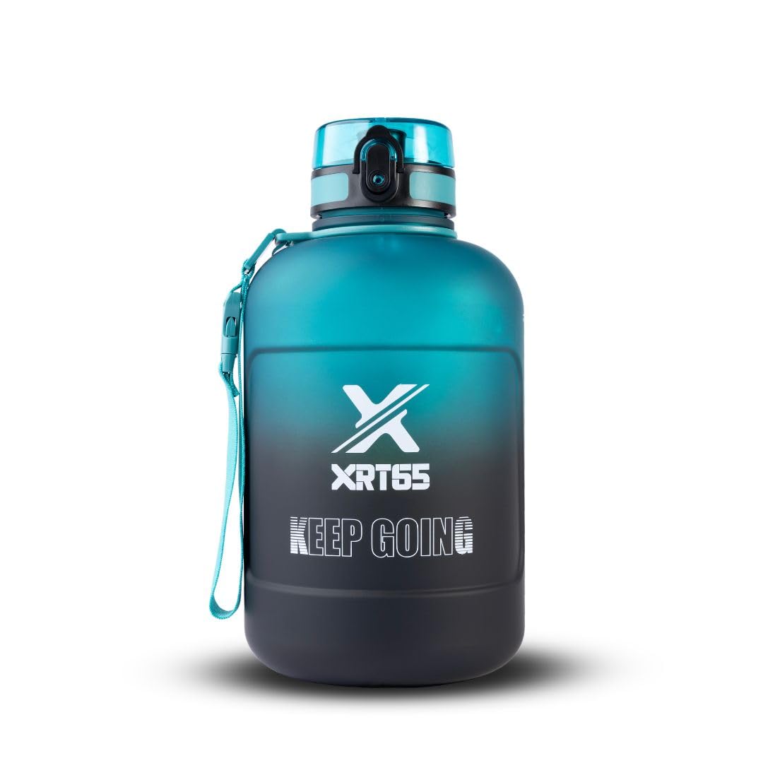XRT65 Gallon Water Bottle 2.3 Litre | BPA & BPS Free Non-Toxic Tritan Bottle | Unbreakable, Leakproof Bottle for Gym, Sports, Camping, Office and Home (Turquoise + Black)