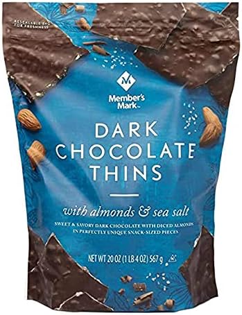 Member's Mark Dark Chocolate Thins With Almonds & Sea Salt (20oz), 20 Oz