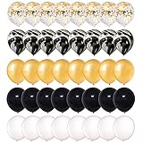 DIvine 40 Pcs Gold Confetti and Black Agate Marble Balloons, Black Gold and White Latex Balloons Set for Birthday Party Decorations Wedding Baby Showers Christmas Festival Ceremony
