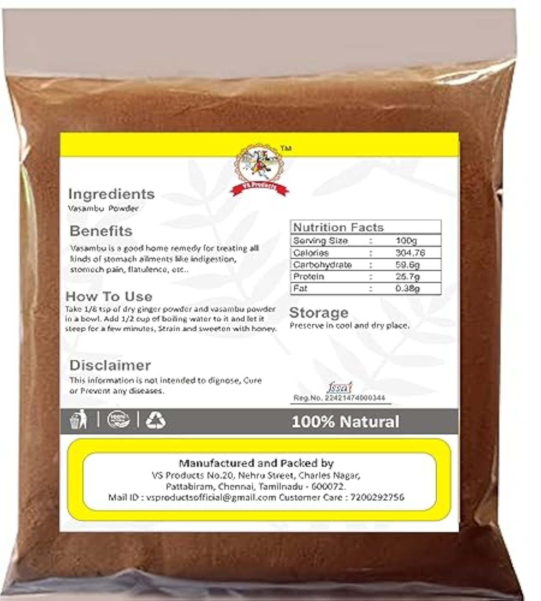 Vasambu Powder - Sweet Flag Powder