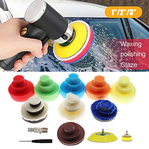 Mini Poliermaschine,druckluft Polierer 25mm 50mm 80mm Exzenter Schleifer Druckluft Winkelschleifer Poliermaschin/polierer Mit 24tlg Polierschwämme Polierpad Polierschleifmaschine Set ​für Auto