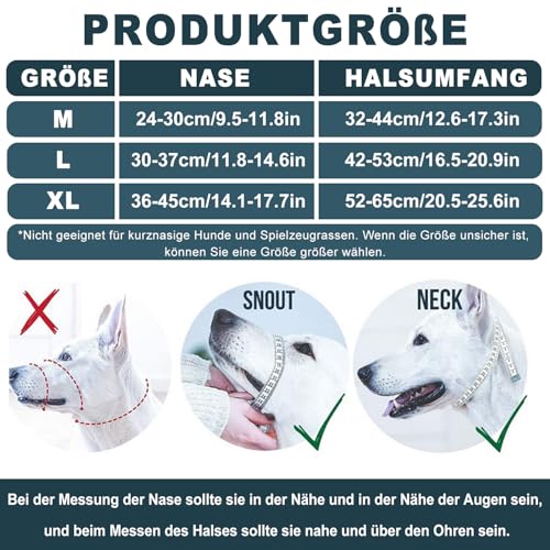 Voarge Ausbildungsgeschirr Hundehalfter Haustier Maulkorb, Einfache Anpassung, Leicht, mit gepolstertem Nasenriemen, Hundemundschutz Training Halter verhindert Bellen Beißen und Kauen, L
