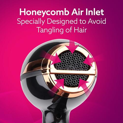 Image of AGARO HD-1130 2000 Watts Professional Hair Dryer with AC Copper Motor, Concentrator, Diffuser, Comb, Hot & Cold Air, 2 Speed 3 Temperature Settings with Cool Shot, For both Men & Women, Black