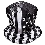 Skull Face Mask Bandana, Motorcycle Face Mask for Men Women, Skeleton Half Face Mask Sun UV Dust Wind Protection Breathable Rave Face Scarf Neck Gaiter for Biker Riding (FLAG-STREAK-BLACK)