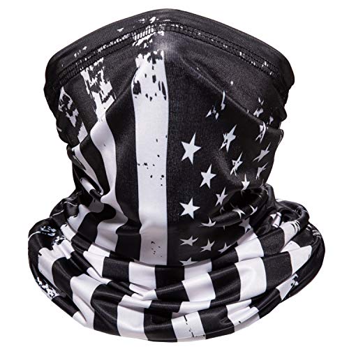 Skull Face Mask Bandana, Motorcycle Face Mask for Men Women, Skeleton Half Face Mask Sun UV Dust Wind Protection Breathable Rave Face Scarf Neck Gaiter for Biker Riding (FLAG-STREAK-BLACK)