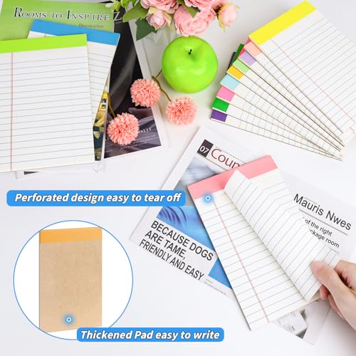 Image of 36 Pack Legal Pads 5 x 8 Inch Rainbow Notepads Wide Ruled Writing Pads