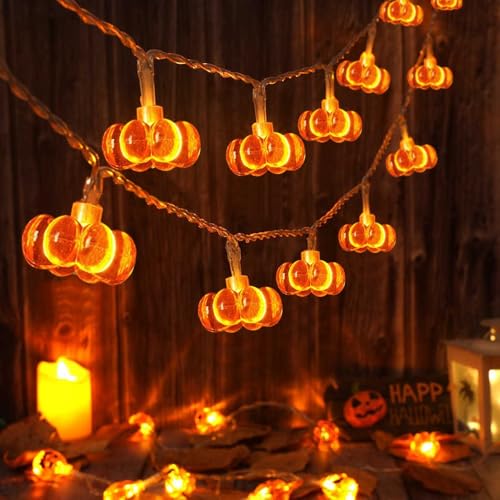 MUCHER Indoor 20 Warm White Micro LED 3M USB Halloween Pumpkin String Fairy Lights Autumn Decor
