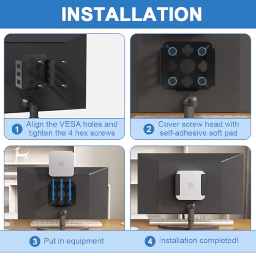 Image of ZORBES Mount for Mac mini M4, Compatible with Mac mini M4 2024 Under Desk Mount, VESA Monitors Mounting Bracket Anti-Scratch Wall Mount Stand Heat Dissipation Design