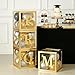 4 Pcs Prom Boxes with Letters 11.8 x 11.8 x 11.8 Inch Gold Transparent Clear Balloon Boxes with 20 Balloons for Prom Decorations 2026 gallery 4