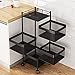 WUZMING Wózek Kuchenny, 3-poziomowy Regał Kuchenny Z Kółkami, 360 Stopni Obrotowy Regały Na Warzywa Dom Wielofunkcyjny Organizer Do Przechowywania (Color : Black, Size : 4 Tier)