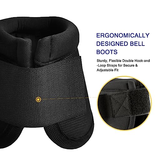 Image of Equine Ballistic Overreach No-Turn Bell Boots for Horses - Horse Hoof Protection Boots (Sold in Pairs) Black X-Large