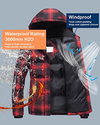 Pursky Women's Ladies Short Quilted Cold Winter Coat Down Jacket Windproof Puffy Parka Outerwear Black Red M #TOP3