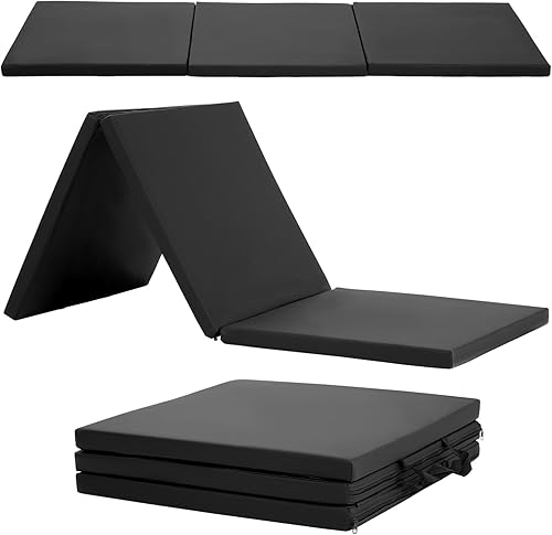 Colchoneta de gimnasia para lucha, tapete de gimnasia plegable, para interiores y exteriores, tapete de gimnasia grueso de piel sintética para