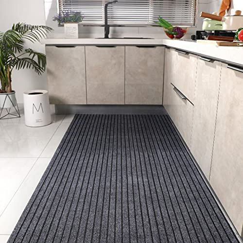 KHADR Runner tapijt voor hal keuken grijs 60 x 400 cm tapijt