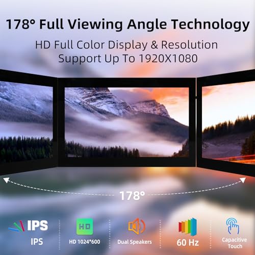 Image of Raspberry Pi Screen, 7 Inch Touchscreen Monitor, IPS 1024x600, Dual Built-in Speakers, HDMI Portable Monitor Compatible with Raspberry Pi 5 /Pi 4B /3B+ /3B, BB Black, Win11 /10 /8 /7, Driver Free