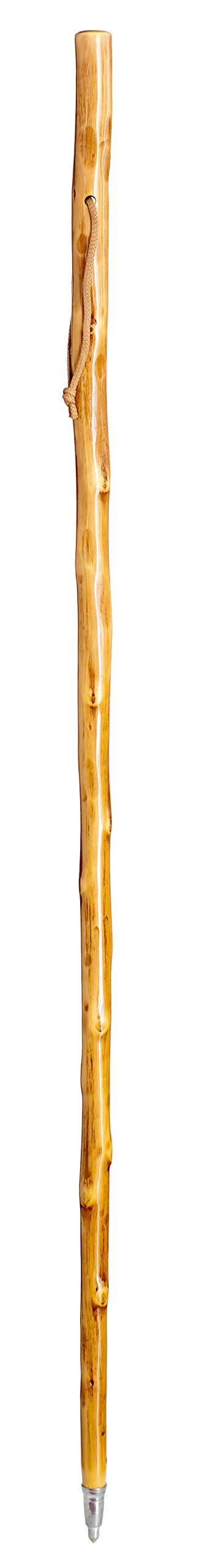SB Bâton de randonnée Trekking en Bois de châtaignier Naturel 125cm avec Corde et Pointe en métal. Léger et Robuste, utilisez-Le sur Le Terrain Tout en respectant l'environnement.