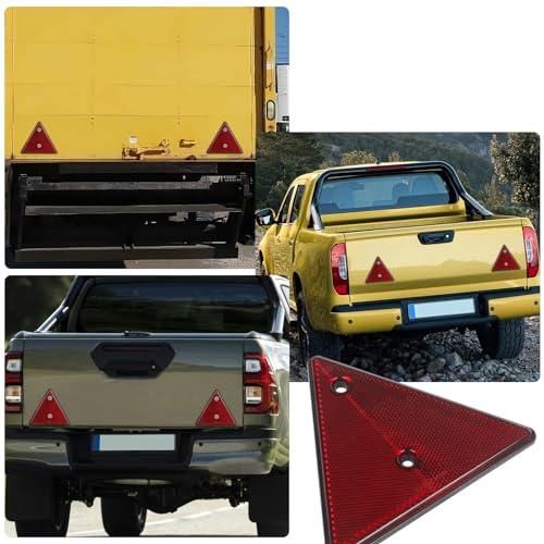 Image of 2-Pack Triangle Safety Reflectors Red Trailer Screw Mount Reflector for Gate Posts, Suitable for Truck Trailer Tractor, Boats, Driveway, Mailbox, Golf Cart