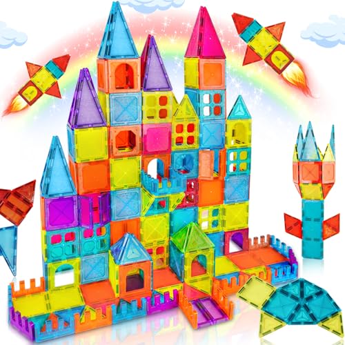 Suebah Azulejos magnéticos para niños Juguetes magnéticos Stem Montessori Bloques magnéticos Juguetes de construcción Aprendizaje Juguetes sensoriales para 3 4 5 6 7 8 niños niñas