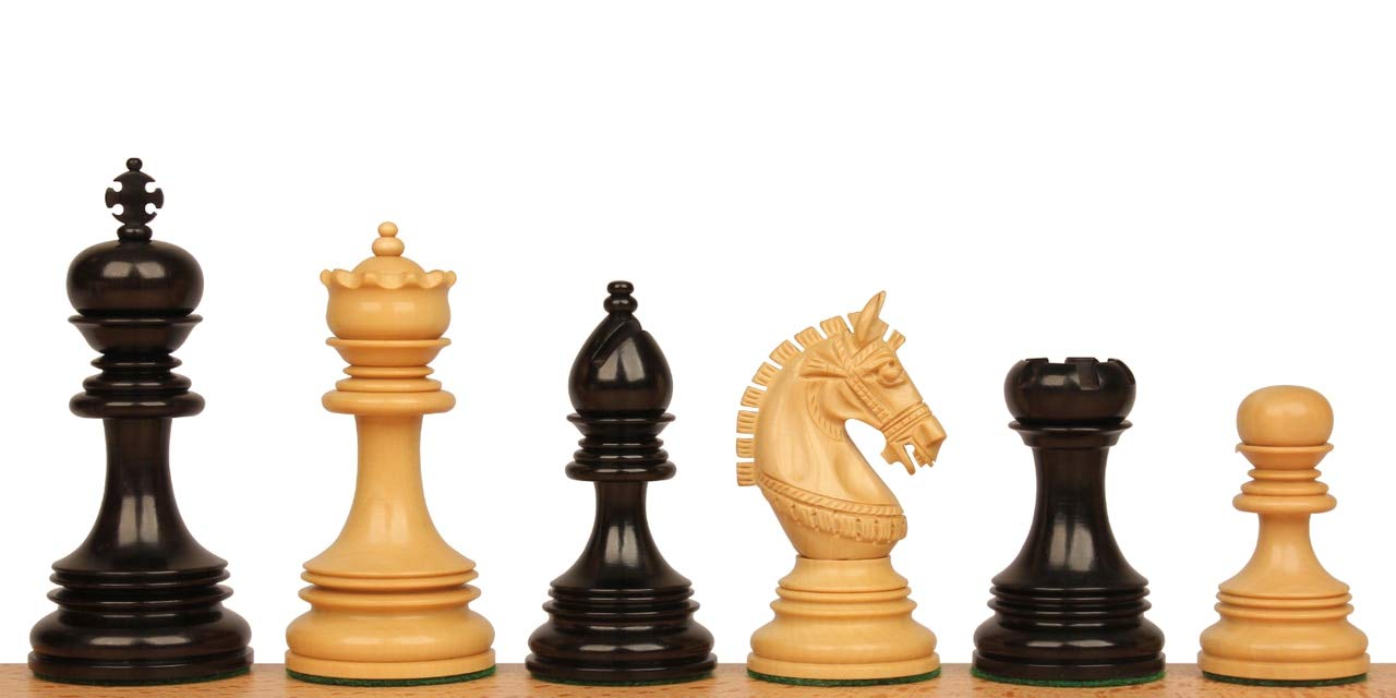 Chetak Staunton Chess Set with Ebony & Boxwood Pieces - 4.25" King