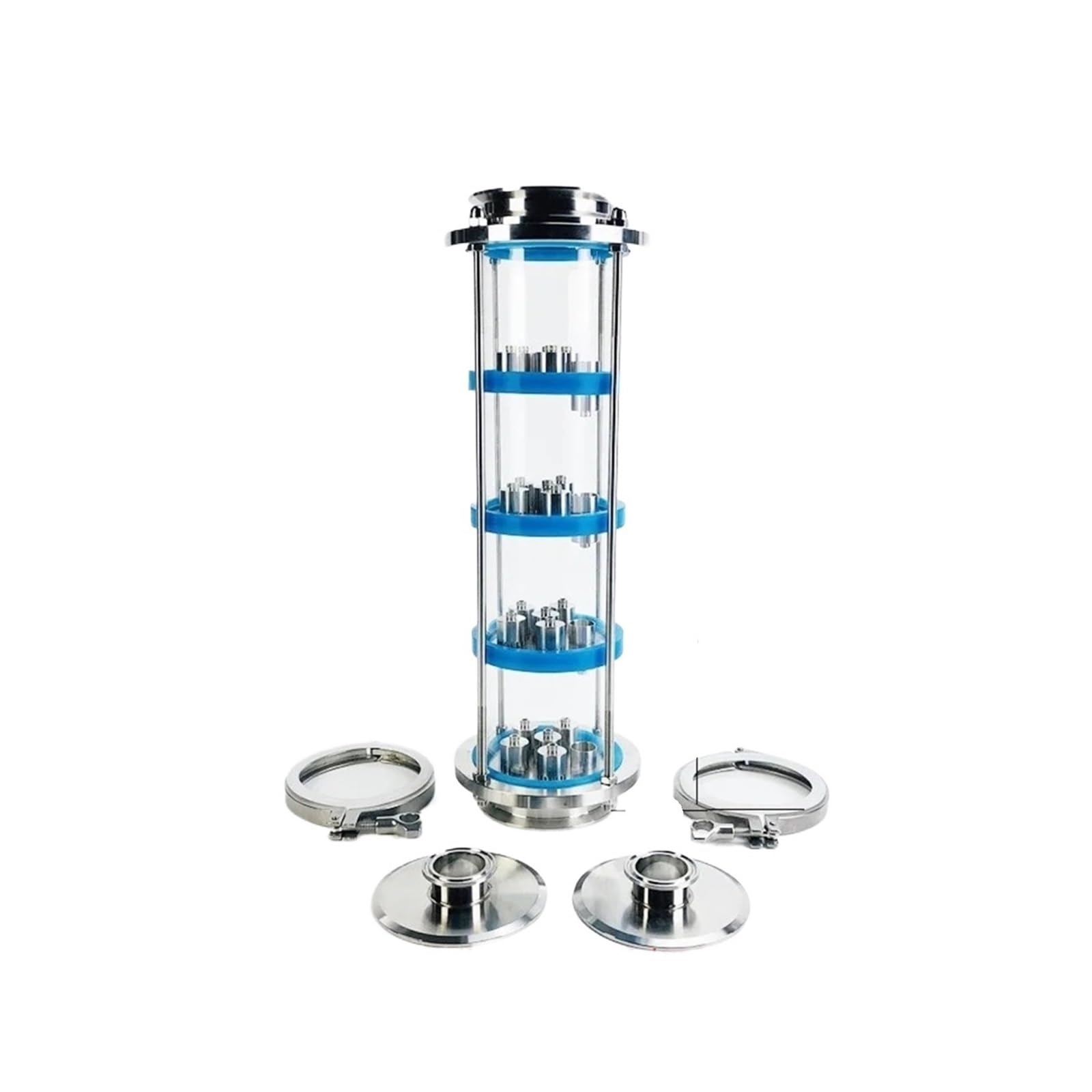 Colonna For Lenti Di Distillazione Colonna di lenti di distillazione da 4" con set di piastre in acciaio inossidabile 304 da 4 pezzi, raccordo in vetro spia Tri-Clamp in acciaio inossidabile 304(Set 2