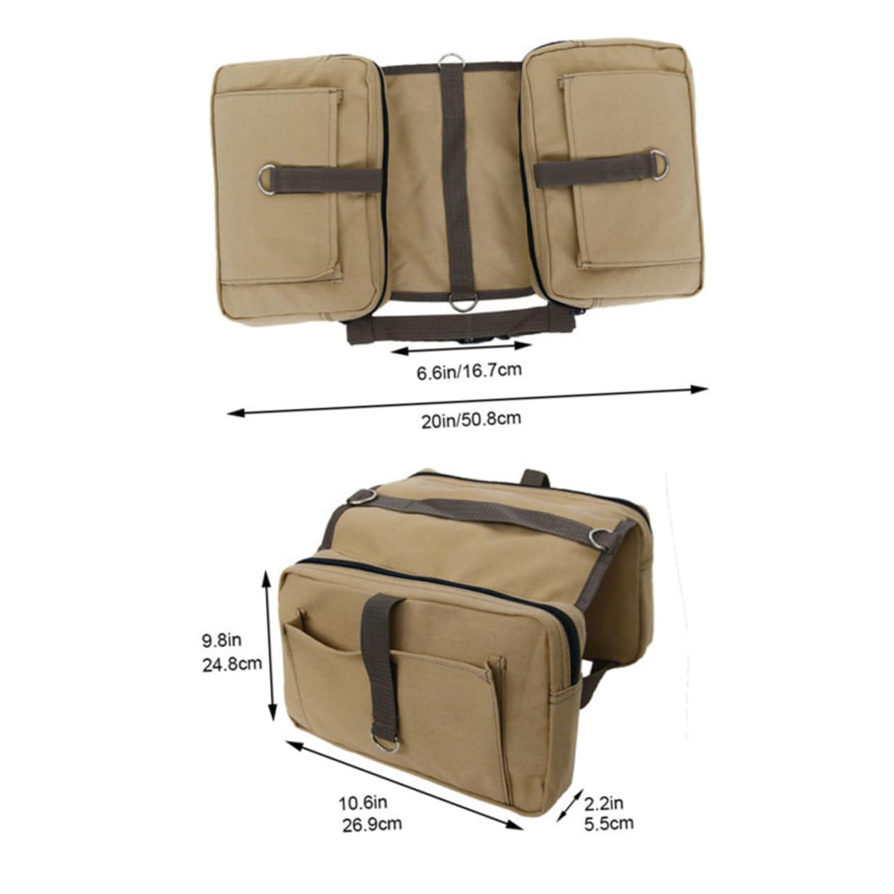 ibasenice Pet Dog Sports Backpack Adjustable Outdoor Pack for Hiking and Camping Durable Canvas with Pockets for Snacks and Essentials Khaki