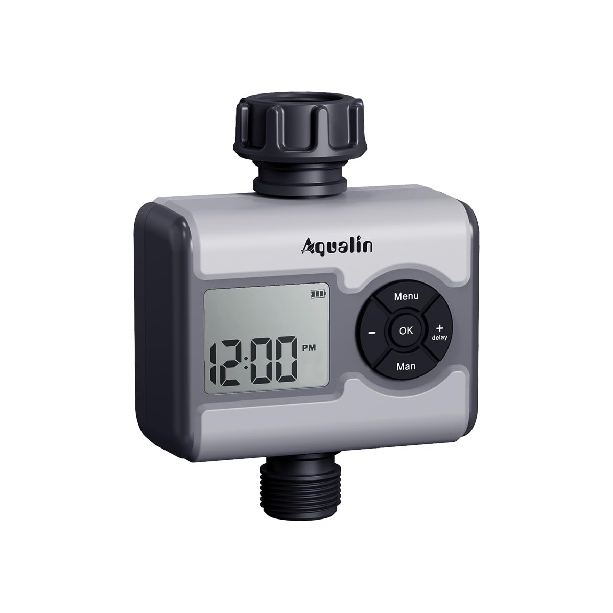Aqualin Water Timer for Garden Tap with Brass Inlet LCD Water Hose Timer with 3 Modes, Delay & Rain Sensor Compatible Automatic Watering System Weatherproof