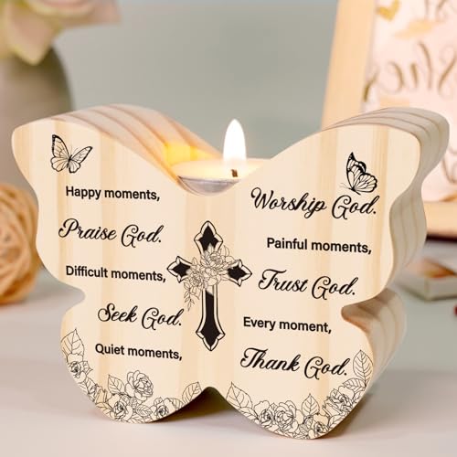 Christian Gifts for Women Men Faith Candleholder, Baptism Gift for Girls Boys, Religious Gift for Woman, Christmas Mothers Day Christians Birthday Present for Woman Mom Sister Friend Daughter