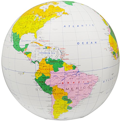  Inflatable Political World Globe with Accurate Map of Country Borders - Teacher and Student Supplies