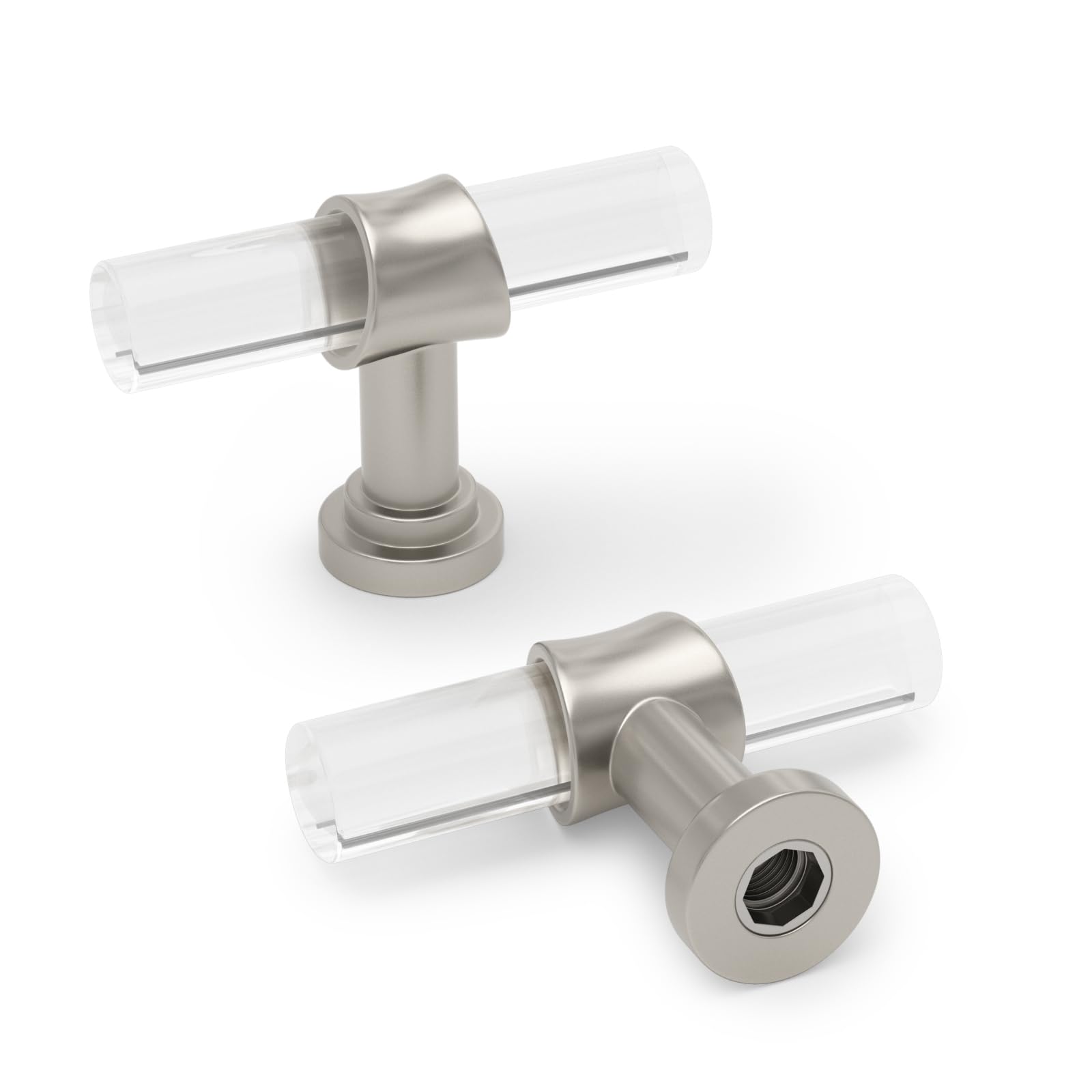 Goldenwarm 4Pcs Clear Cabinet Door Knobs Knobs - LS9165SNB Modern Drawer Knob 50mm Bedside Cabinet Handles (Sliver) — image 1