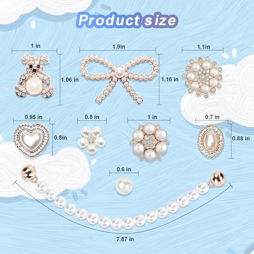 Image of Charms for Bogg Bag,Pearls,Butterfly Flowers and Chain for Bogg Bag Accessories Charms(20 pcs)