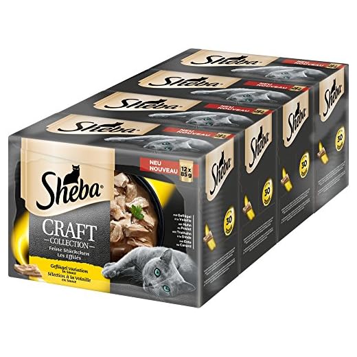 Sheba Craft Collection, Raffinato Cibo Umido per Gatti, Pezzi Sottili e Salse in Sacchetto da 85 g, Diverse varietà