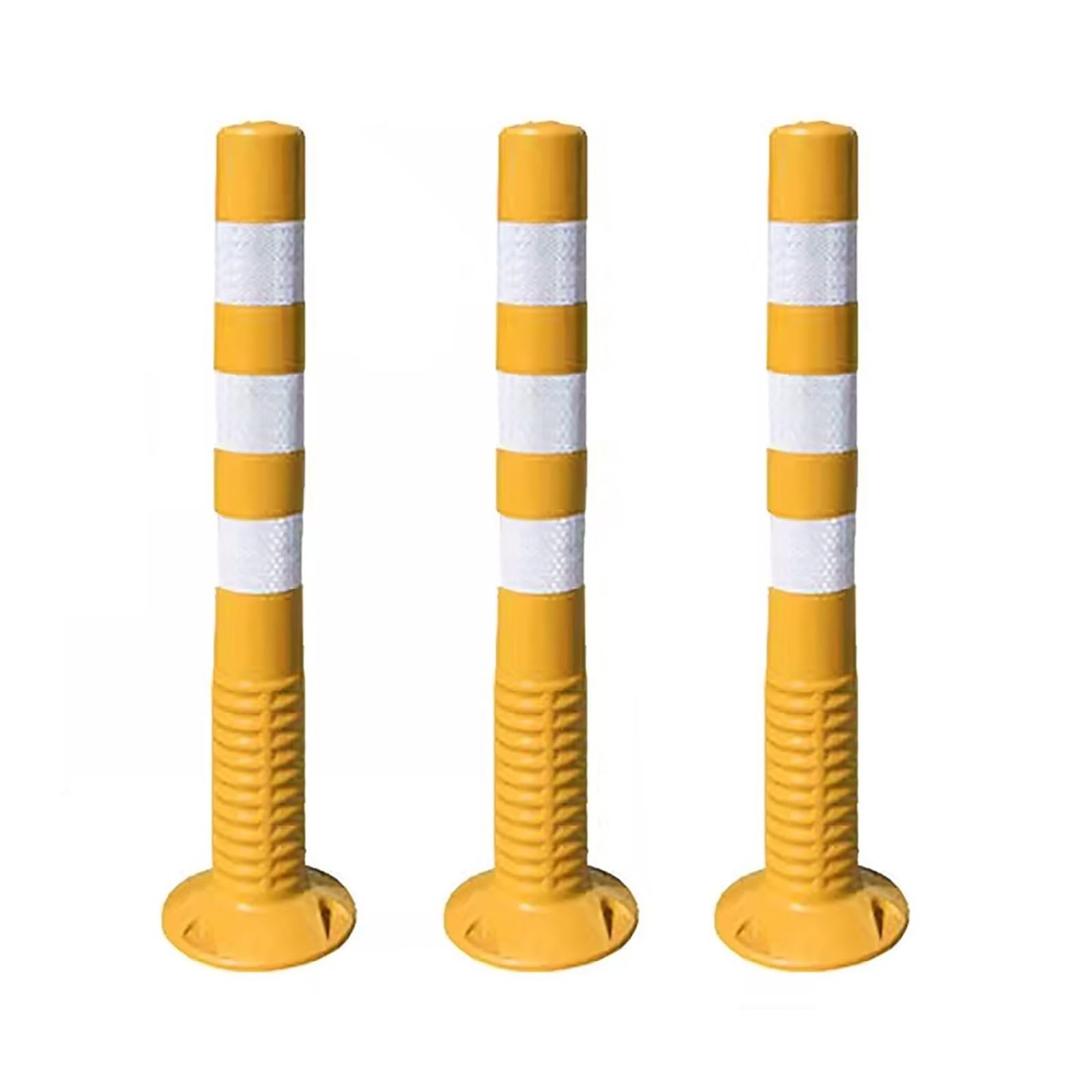 WDSOPK Parking Pile 3 Pack Flexible Delineator Traffic Safety Bollard, Private Driveway Security Post（Yellow）