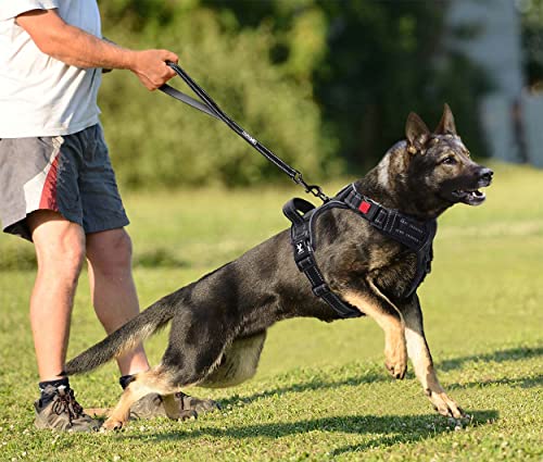PoyPet Keine Pull Hundegeschirr Front Reflektierende Pet Weste für Hunde mit Einfache Kontrolle Griff und Rückseite perfekt für den täglichen Training, Walken, Running(Schwarz,L)