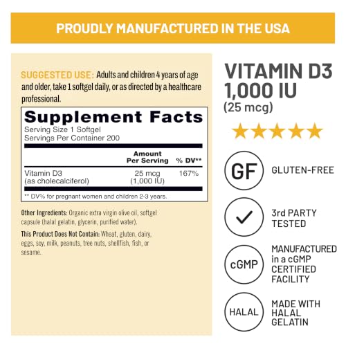 NatureWise Vitamin D3 1000IU Supplement, Immune Support, 200 Mini Softgels - image 5