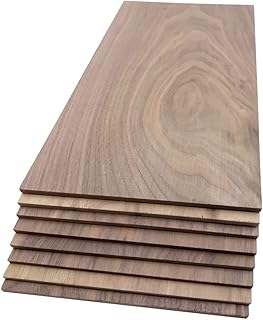 Walnut Hardwood Planks - Walnut Wood for Unfinished Wood Crafts - 1/4’’ (6mm) 100% Pure Hardwood - Laser Engraving Blanks - Solid Hardwood Planks for Crafts (1/4″ x 6 1/2″ x 15″, 8)
