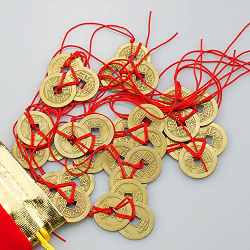 oupados 15 Pcs Pièces de Fortune Pièces de Feng Shui Pièces de Monnaie Chinoises I-Ching Coins avec Ficelle Rouge pour la Richesse, Succès et Bonne Chance Cover