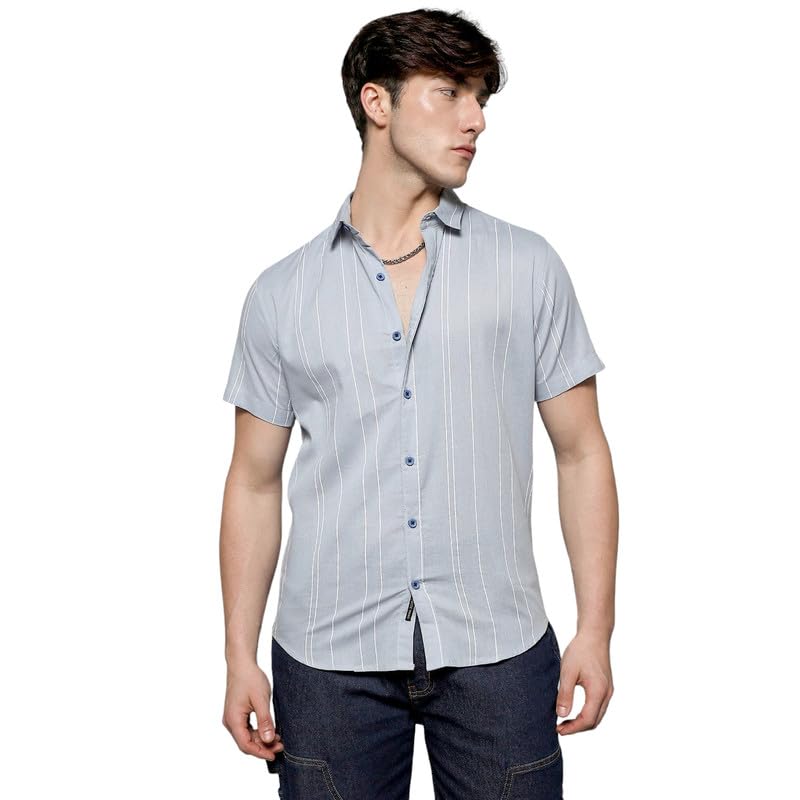 Image of CAHOOT Men's Shirt for Casual Wear | Spread Collar | Short Sleeve | Regular Fit | Button Closure | Shirt Crafted with Comfort Fit for Casual Wear