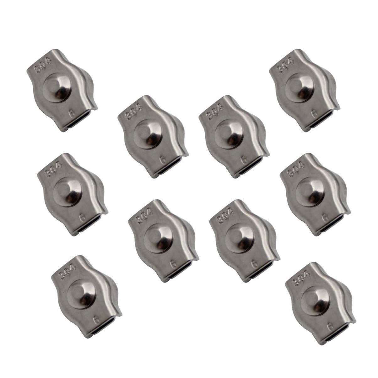 FUNOMOCYA 10pcs Steel Wire Tie Clamp Head Stainless Steel Wire Rope Clamp for 3mm-304