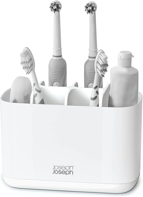 Joseph Joseph Easy-Store - Large Toothbrush Holder Caddy, Bathroom Storage - White