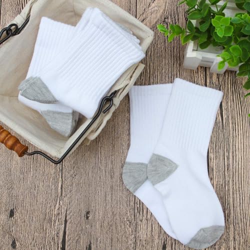 Cooraby 15 Pack Kids Athletic Crew Socks Boys Girls Classics Ribbed Support Socks 7