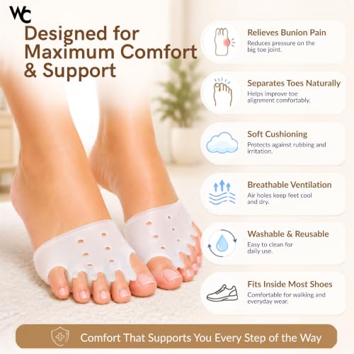 Image of Wonder Care Toe Separator Socks Foot Alignment Bunion Corrector Silicone Spacer Hallux Valgus Support Unisex