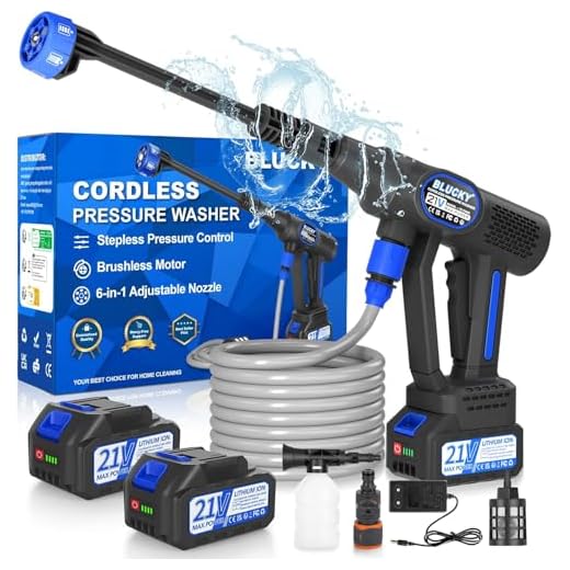Cordless Pressure Washer, 6 in 1 Portable Power Washer, cordless power washer with 2 Battery, Battery Pressure Washer with 5M for Car/Floor/Garden Cleaning & Watering (Blue)