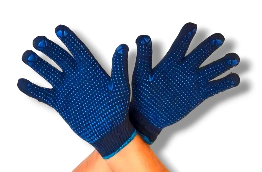 Dotted Blue to Blue Safety Working Gloves, Slip Resistant, Heavy Duty Cotton Knitted, Unisex, Utility, Construction, Gardening, Pack of 12 Pairs (B0D969V1X6) Amazon Price History, Amazon Price Tracker
