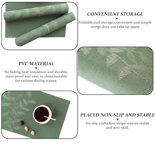 Image of Dribble PVC Placemats Set of 4 | Heat-Resistant, Washable, Waterproof Table Mats | Anti-Slip Dining Table Placemats for Kitchen & Home Decor - 45x30cm, Design -Urban Leaf