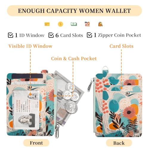 Image of Hancynir Boho Floral Small Wallet Women Credit Card Holder, Slim RFID