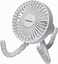 MP Essentials Rechargeable 4 Way Portable Lightweight Fan for Pram Fan, Car Seat, Desk, Office, Travel Fans & Clip on, Handheld, Tripod & Phone Holder (White)