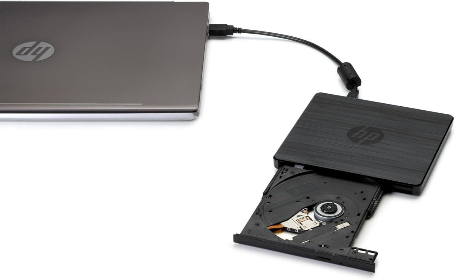 HP Unidad Externa DVDRW USB, Reproductor y Grabador de CD/DVD | Velocidad 24X CD y 8X DVD, Compatible con Windows, Portátil, 144 x 137,5 x 14 mm, 0,2 kg, Negra