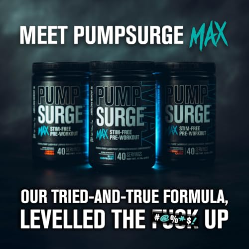 Image of Jacked Factory Pumpsurge Max Stim Free Pre Workout - High-Performance Caffeine Free Pre Workout with L-Citrulline, N03-T Arginine Nitrate & Glutathione - 40 Servings, Cherry Limeade