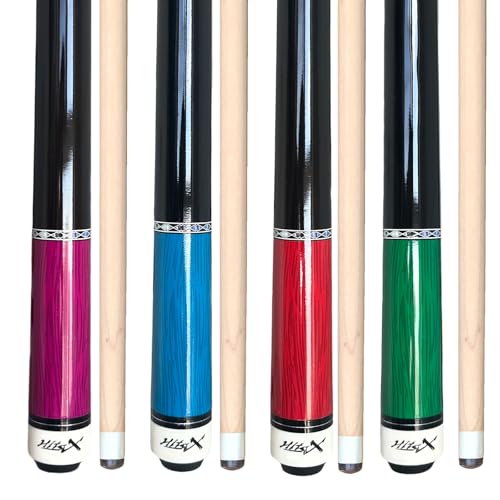Tai ba cues Pool Cue Set of 4 Pool Cue Stick (18oz-21oz), 13mm Tip, 58