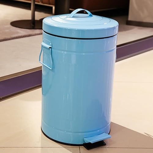 Miniatura 7 de GANAZONO Cubo de basura con tapa, para baño, con tapas y asa, de metal, de 5 litros, papelera redonda vintage con pedal para exteriores, granja,